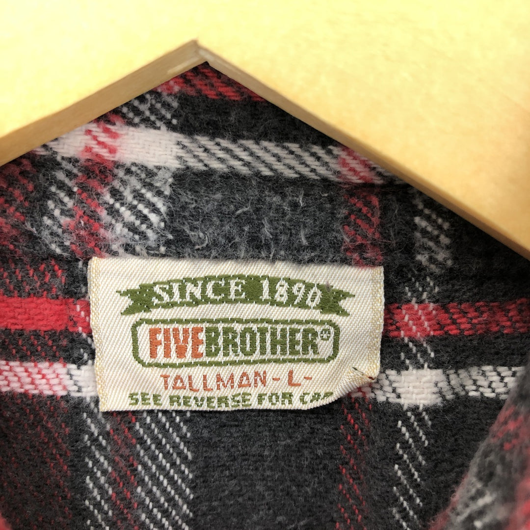 90'S Five Brother Long Sleeve Heavy Flannel Check Shirt Men's L Size Vintage /eaa475034