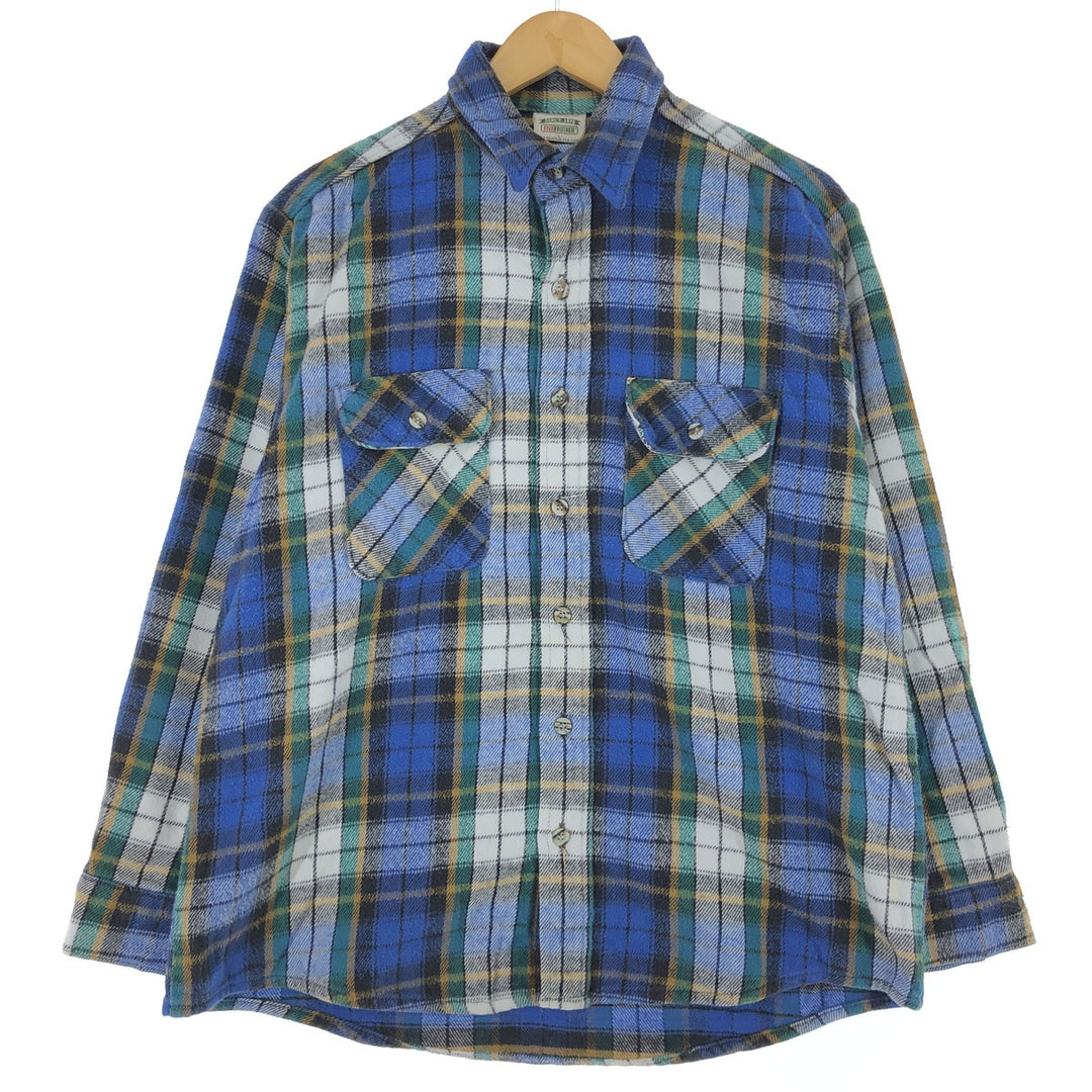 90'S Five Brother Long Sleeve Heavy Flannel Check Shirt Men's L Size Vintage /eaa475039