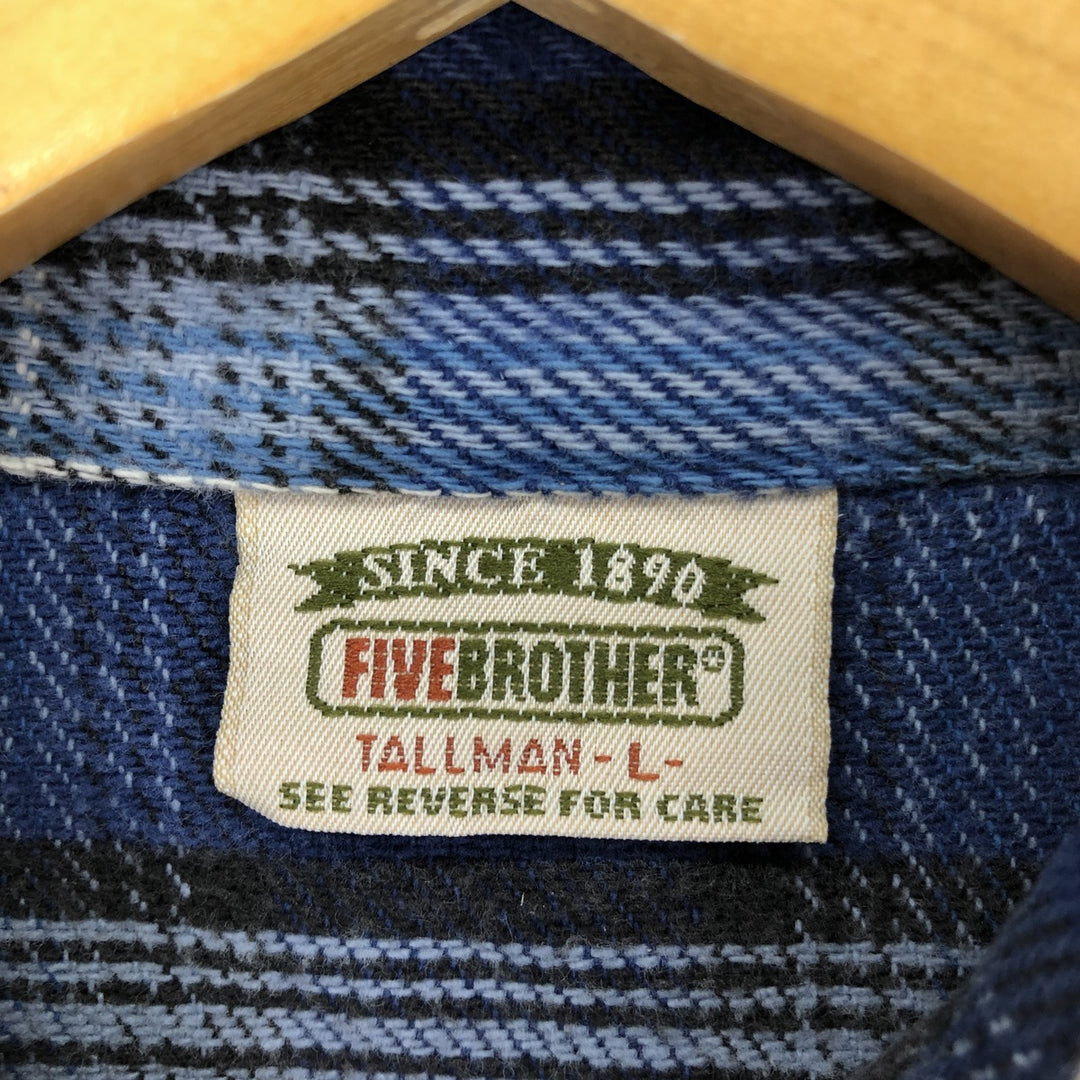 90'S Five Brother Long Sleeve Heavy Flannel Check Shirt Men's Size L Vintage /eaa475041