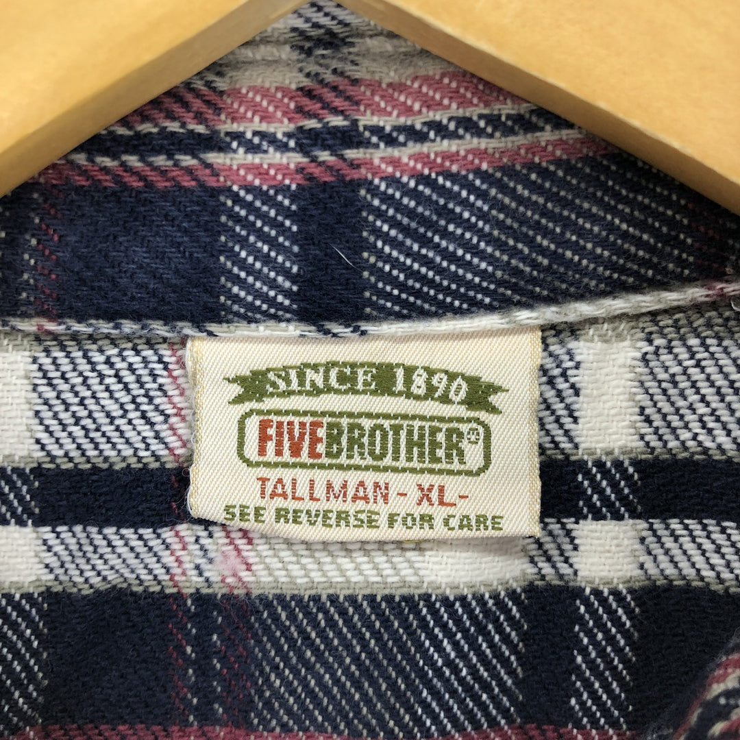 90'S Five Brother Long Sleeve Heavy Flannel Check Shirt Made in USA Men's XL Vintage /eaa475042