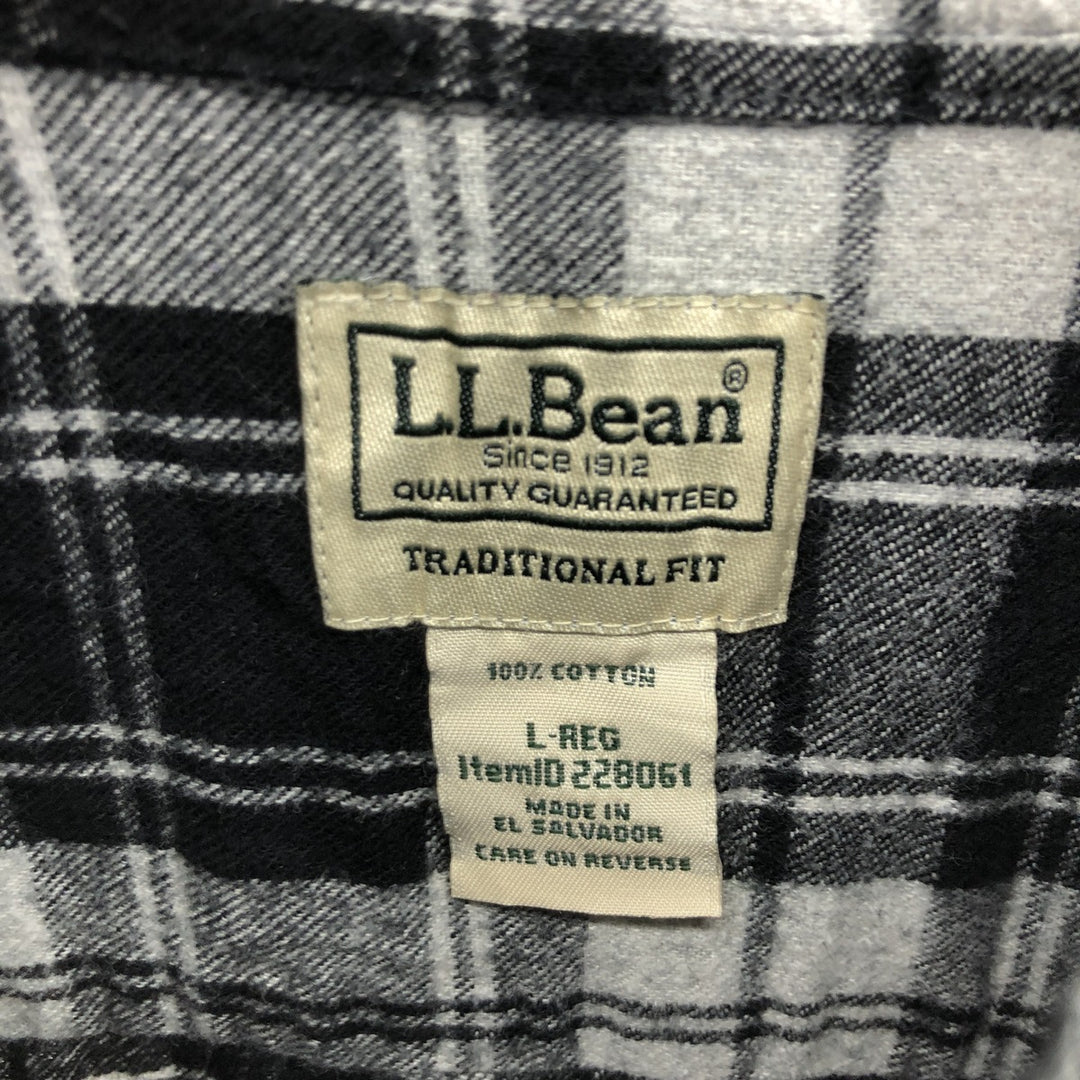 00'S LLBean Long Sleeve Button Down Light Flannel Check Shirt Men's Size L /eaa475043