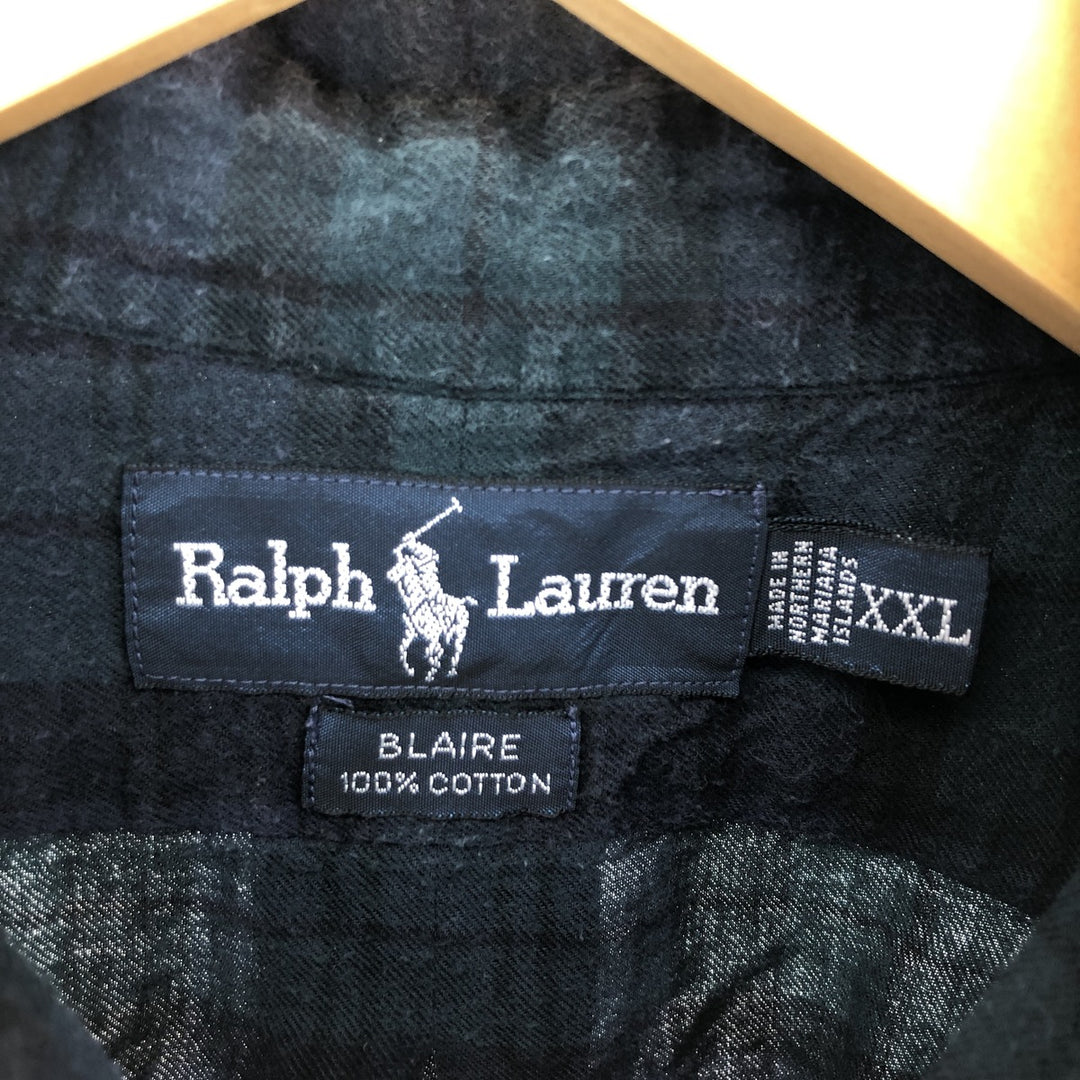 Ralph Lauren BLAIRE long sleeve button down flannel check shirt men's XXL equivalent / eaa475046