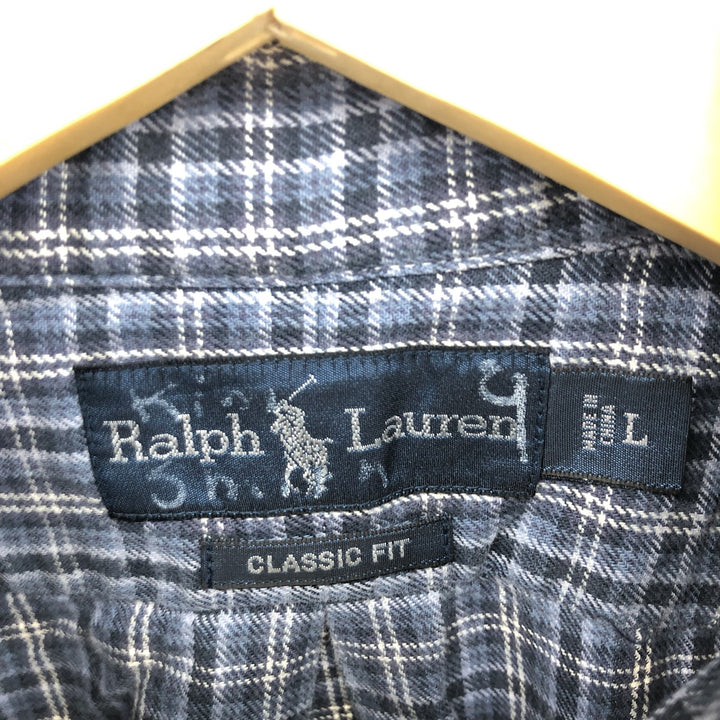 Ralph Lauren Classic Fit Long Sleeve Button Down Light Flannel Check Shirt Men's Size L / eaa475048