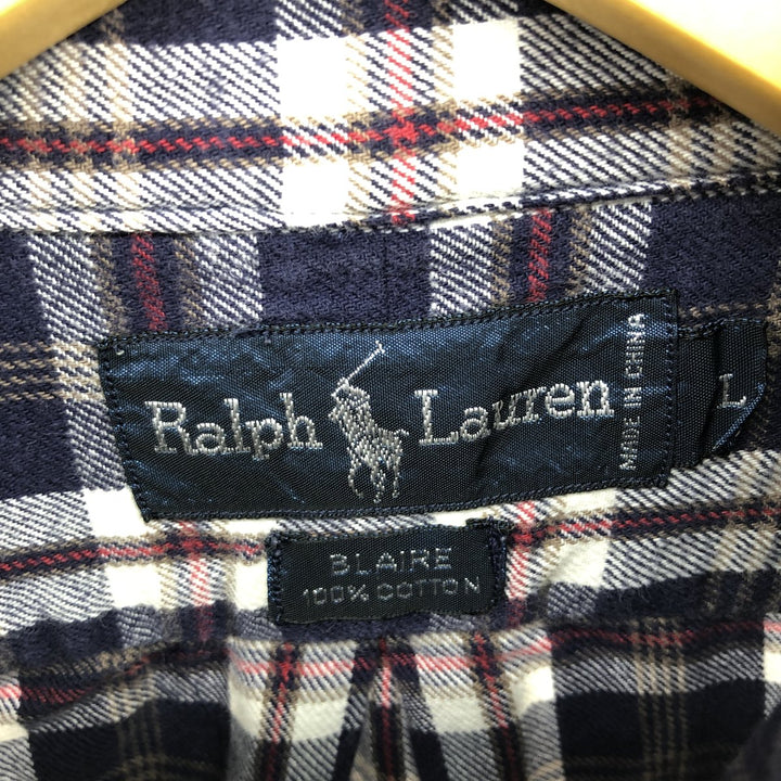 Ralph Lauren BLAIRE Long Sleeve Button Down Light Flannel Check Shirt Men's L Size / eaa475049