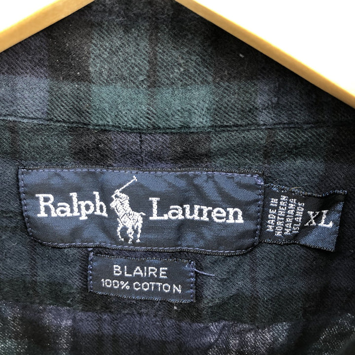 Ralph Lauren BLAIRE long sleeve button down light flannel check shirt men's XL size / eaa475050