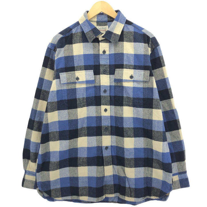 00'S LLBean Long Sleeve Heavy Flannel Check Shirt Men's L size /eaa475051