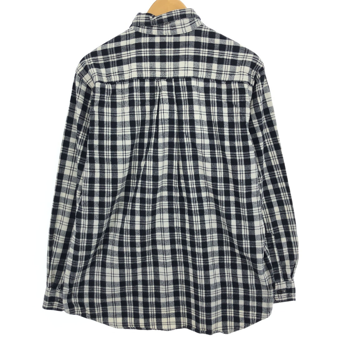 2000'S LLBean long-sleeved button-down light flannel check shirt, men's size M cotton black type Vintage Second Hand
