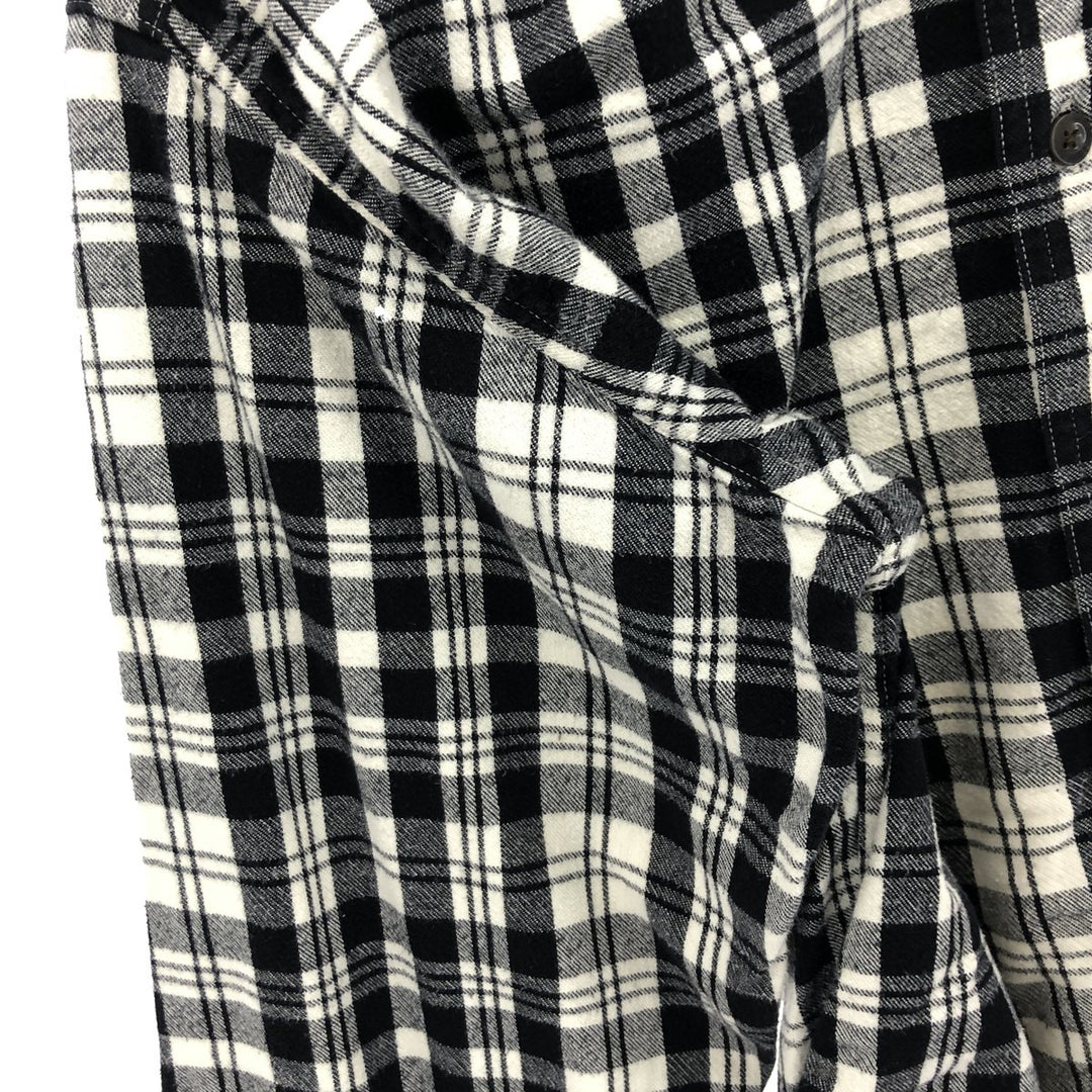 2000'S LLBean long-sleeved button-down light flannel check shirt, men's size M cotton black type Vintage Second Hand