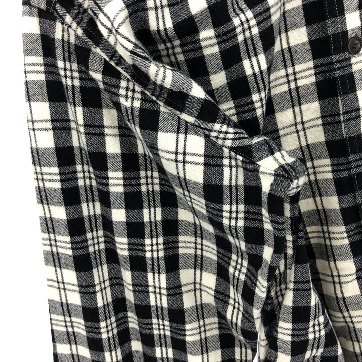 2000'S LLBean long-sleeved button-down light flannel check shirt, men's size M cotton black type Vintage Second Hand