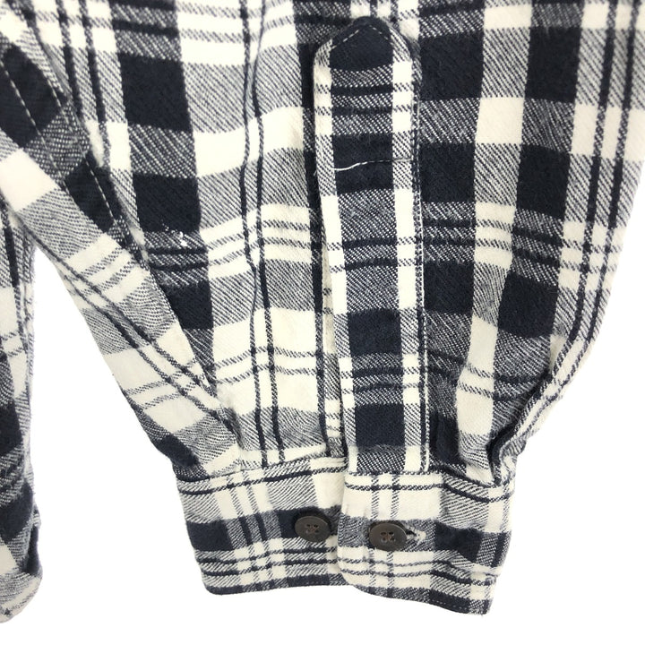 2000'S LLBean long-sleeved button-down light flannel check shirt, men's size M cotton black type Vintage Second Hand