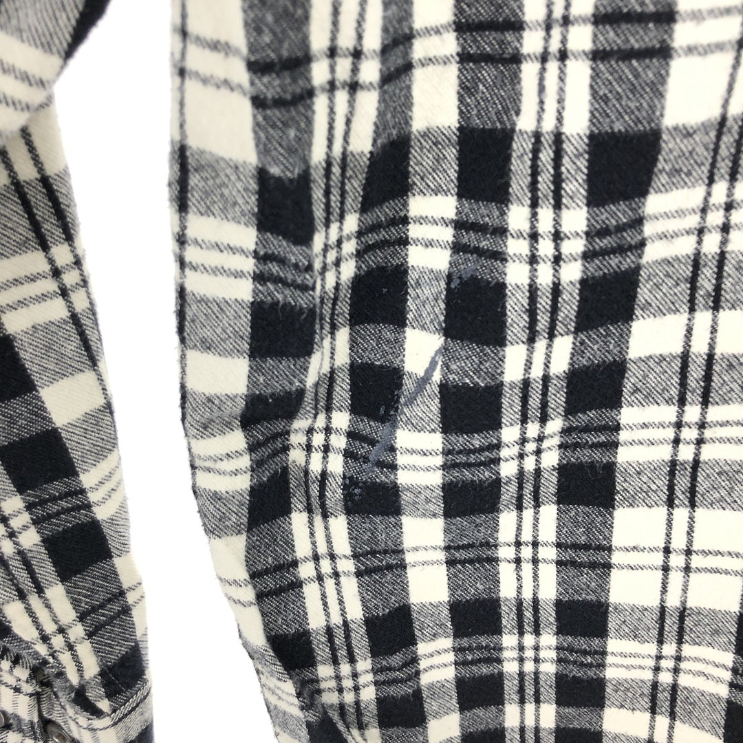2000'S LLBean long-sleeved button-down light flannel check shirt, men's size M cotton black type Vintage Second Hand