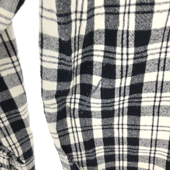 2000'S LLBean long-sleeved button-down light flannel check shirt, men's size M cotton black type Vintage Second Hand