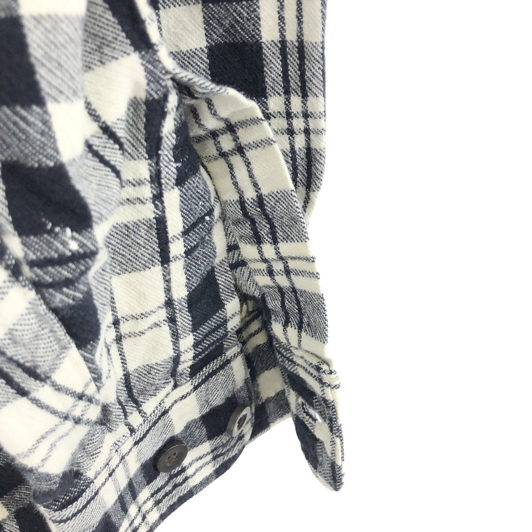 2000'S LLBean long-sleeved button-down light flannel check shirt, men's size M cotton black type Vintage Second Hand