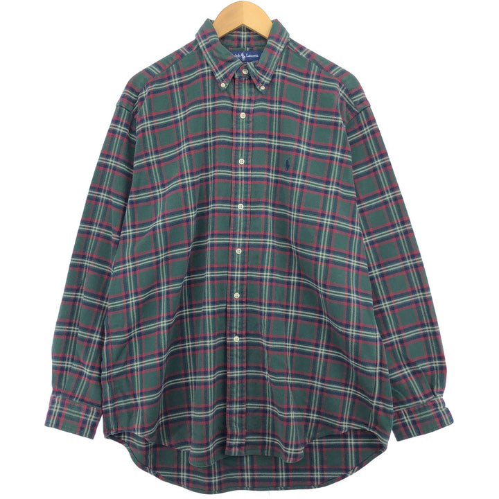 Ralph Lauren BLAKE long sleeve button down heavy flannel check shirt men's size L / eaa475060