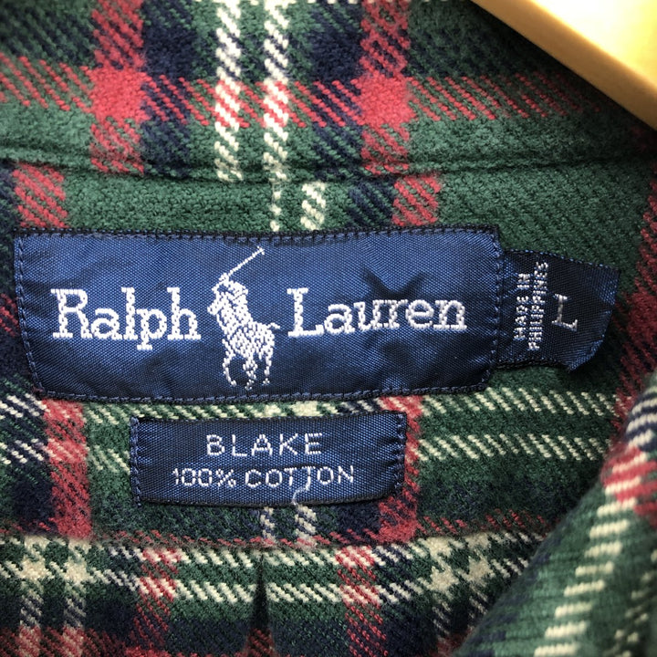 Ralph Lauren BLAKE long sleeve button down heavy flannel check shirt men's size L / eaa475060