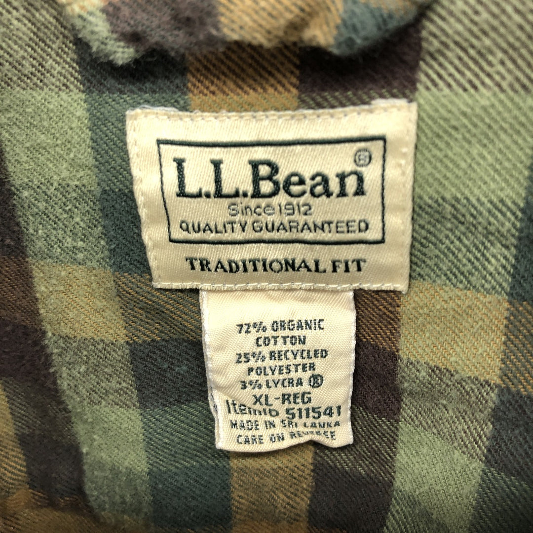 00'S LLBean Long Sleeve Button Down Light Flannel Check Shirt Men's XL /eaa475063