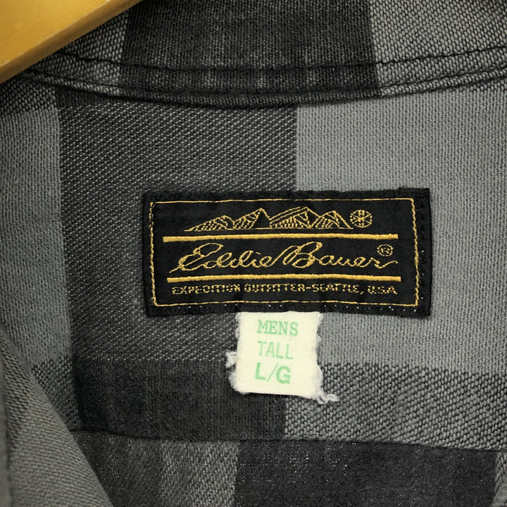 80'S Eddie Bauer Black Tag Long Sleeve Flannel Check Shirt Men's Size L Vintage / eaa475088