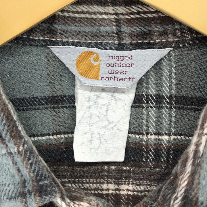 80s-90'S Carhartt Long Sleeve Heavy Flannel Check Shirt Men's XL Vintage /eaa475091