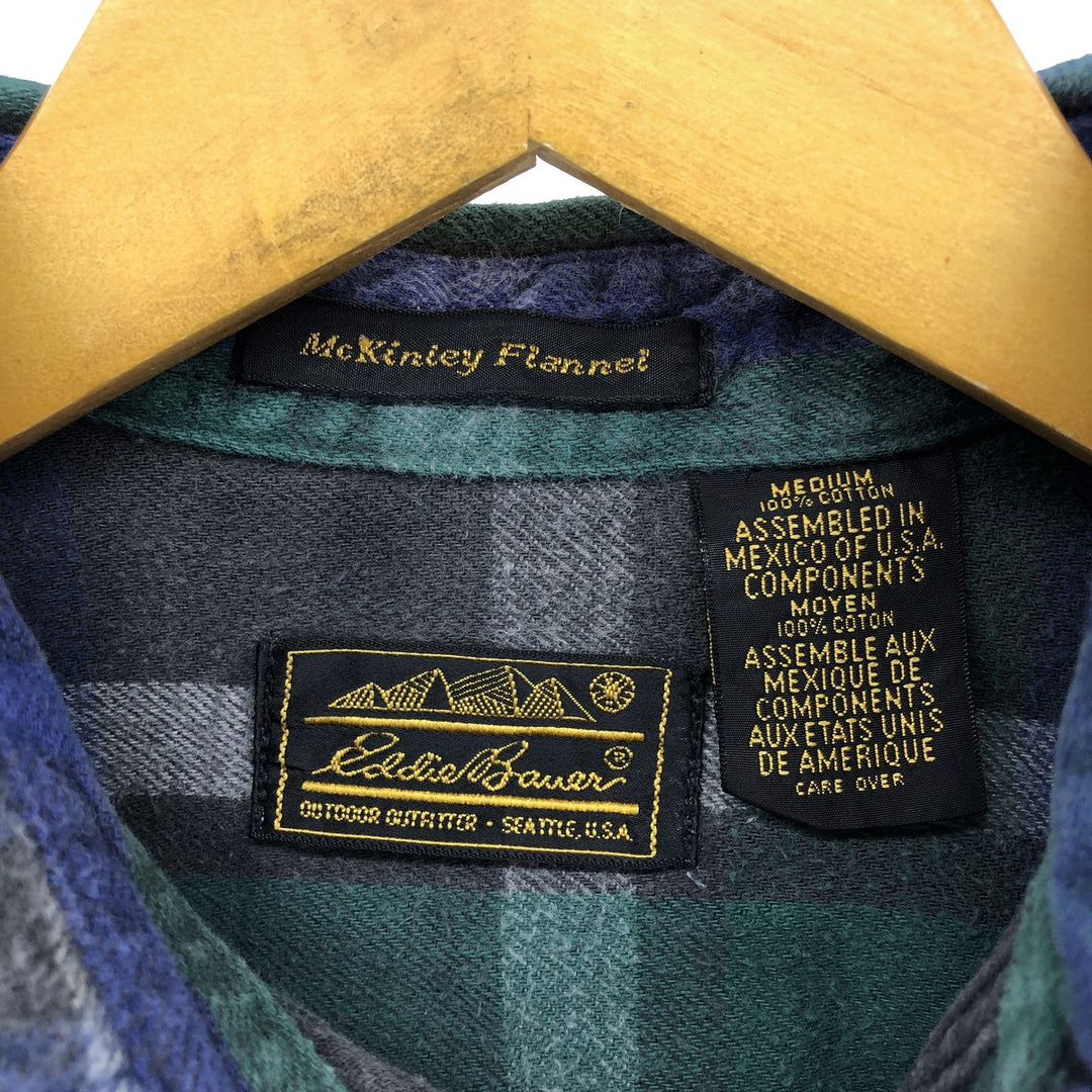 90'S Eddie Bauer Black Tag Long Sleeve Flannel Check Shirt Men's Medium Vintage / eaa475096