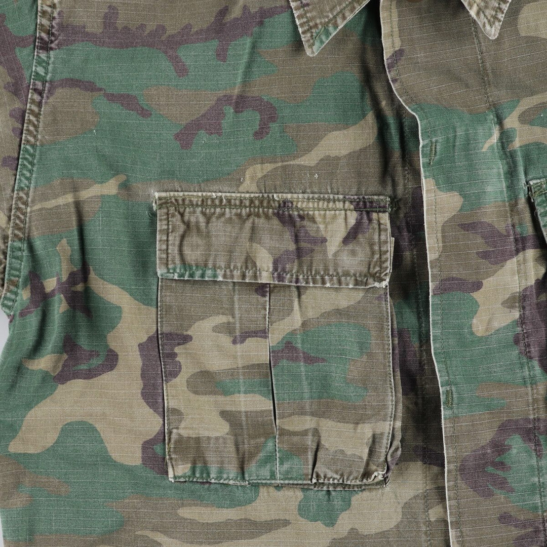 80'S US Military Genuine Camouflage Pattern Woodland Camo Military BDU Jacket Made in USA MEDIUM-REGULAR Men's M equivalent Vintage /eaa475137