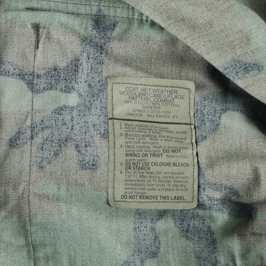 00'S US military genuine camouflage pattern woodland camo ripstop BDU military jacket made in USA men's size M /eaa475138