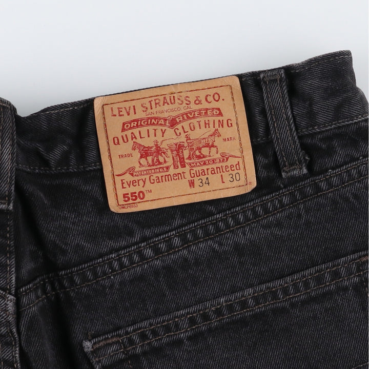 90'S Levi's 550 Relaxed Fit Black Denim Tapered Denim Pants Made in Canada W34 L30 Men's W34 equivalent /eaa475203