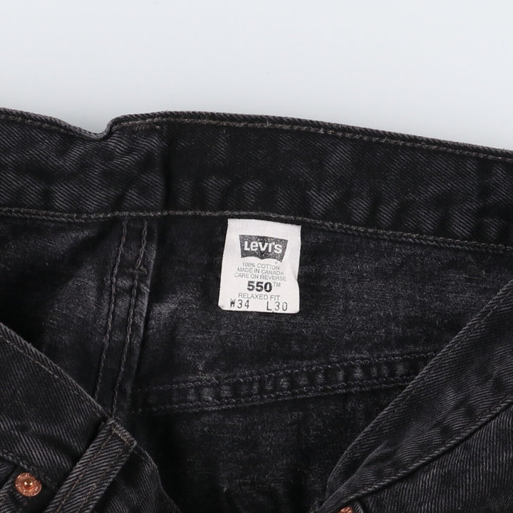 90'S Levi's 550 Relaxed Fit Black Denim Tapered Denim Pants Made in Canada W34 L30 Men's W34 equivalent /eaa475203