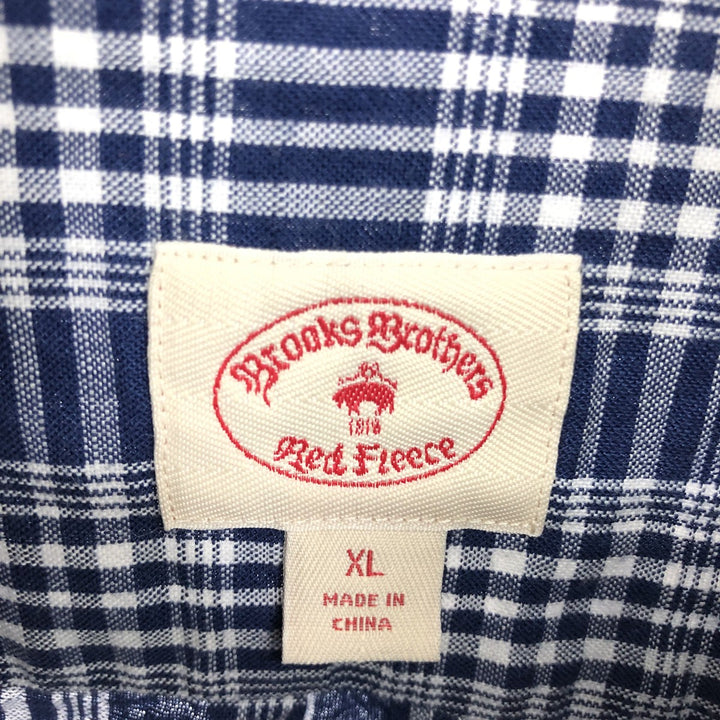 Brooks Brothers RED FLEECE Check Pattern Long Sleeve Linen x Cotton Button Down Shirt Men's XL / eaa475253