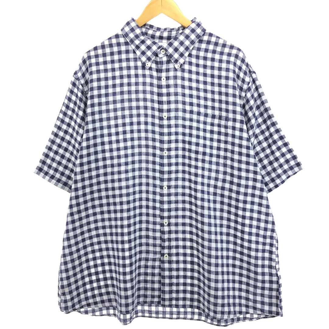 Brooks Brothers Gingham Check Short Sleeve Linen Button Down Shirt Box Shirt Men's XXL / eaa475281