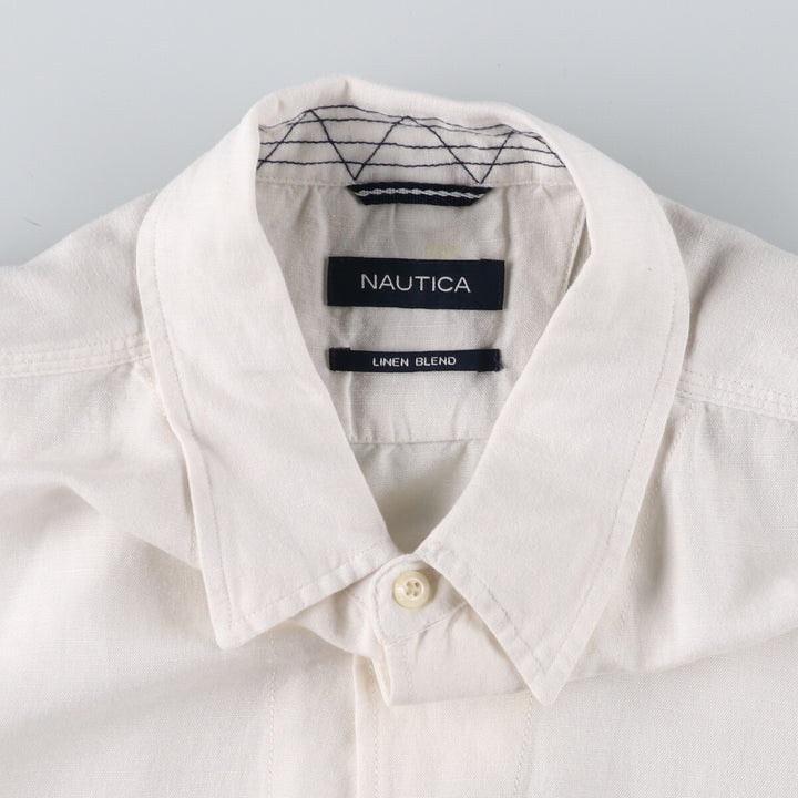 NAUTICA Short Sleeve Linen x Rayon Shirt Box Shirt Men's XL Size /eaa475287