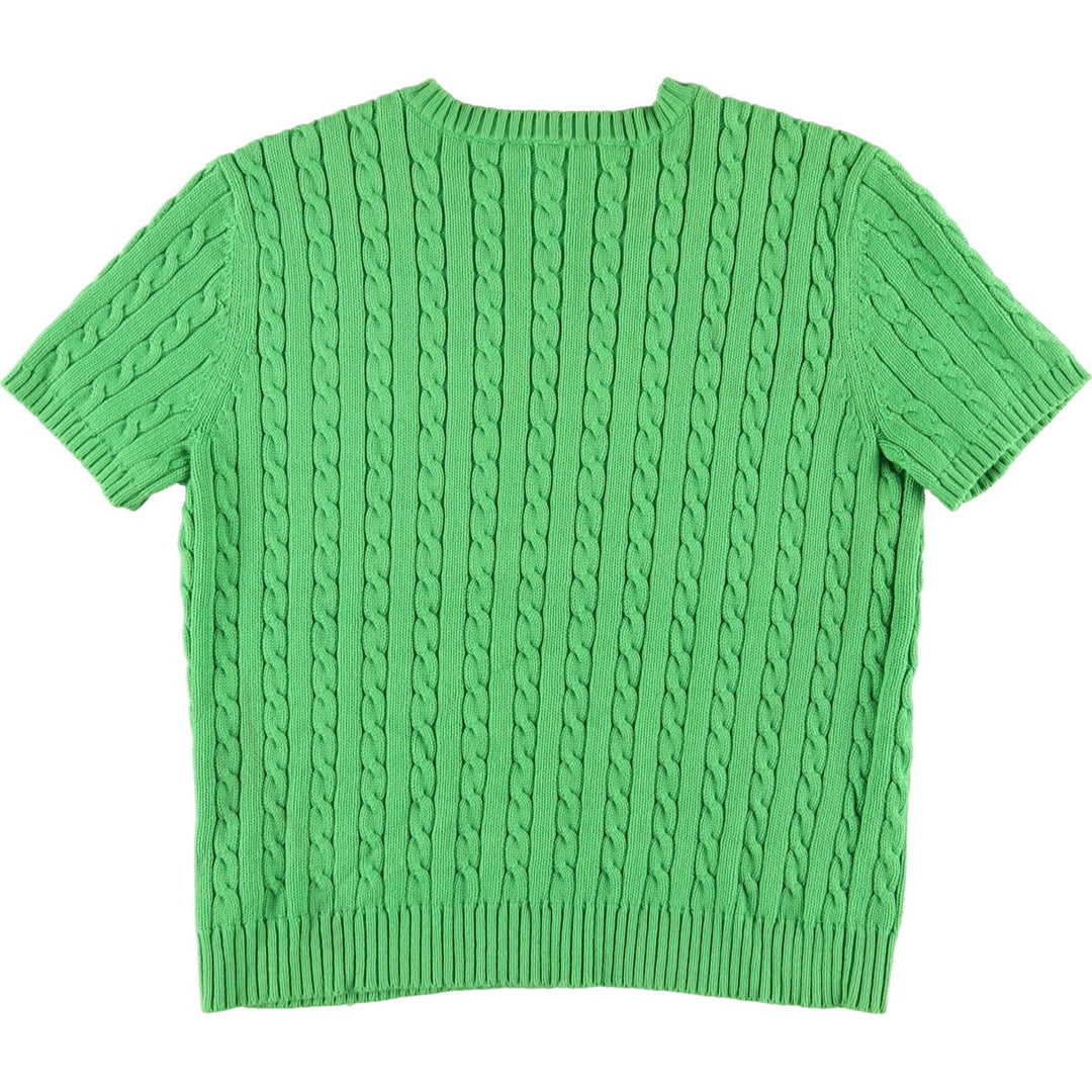 Ralph Lauren Cable Knit V-Neck Short Sleeve Cotton Knit Sweater Women's S Size / eaa475303