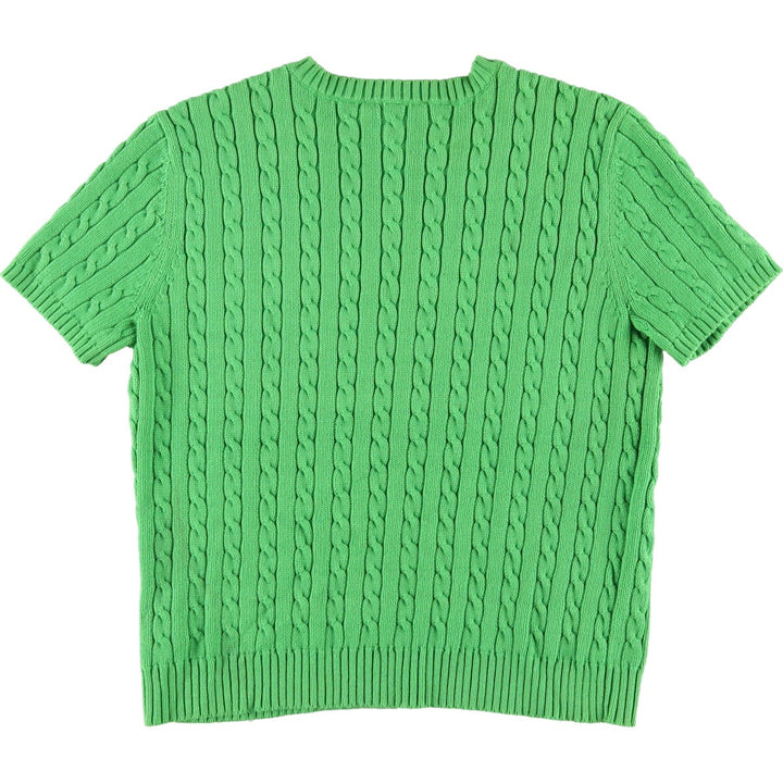 Ralph Lauren Cable Knit V-Neck Short Sleeve Cotton Knit Sweater Women's S Size / eaa475303