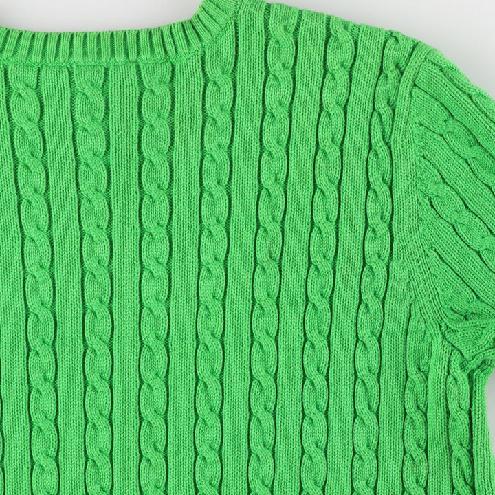 Ralph Lauren Cable Knit V-Neck Short Sleeve Cotton Knit Sweater Women's S Size / eaa475303