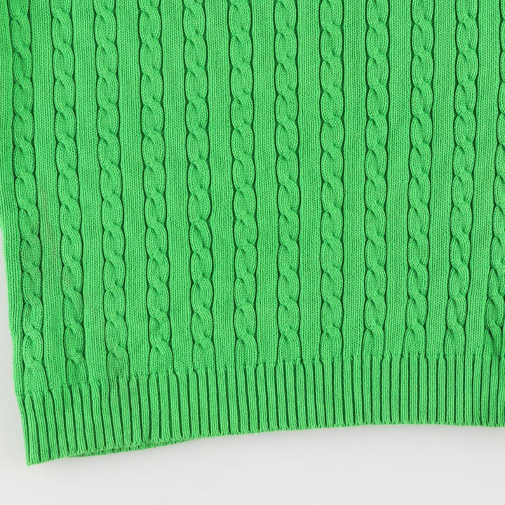 Ralph Lauren Cable Knit V-Neck Short Sleeve Cotton Knit Sweater Women's S Size / eaa475303