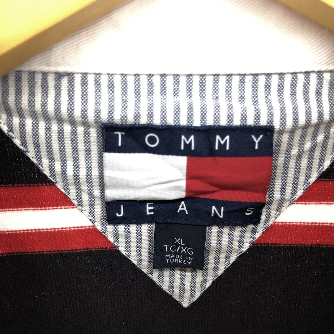 90s~00'S Tommy Hilfiger Border Pattern Long Sleeve Rugby Shirt Men's XL Vintage /eaa475393