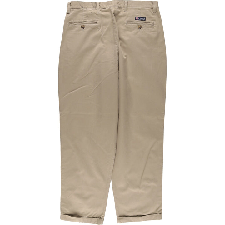 90'S Ralph Lauren CHAPS Two-pleat Chino Pants for Men, W35, Vintage cotton Khaki type beige Vintage Second Hand