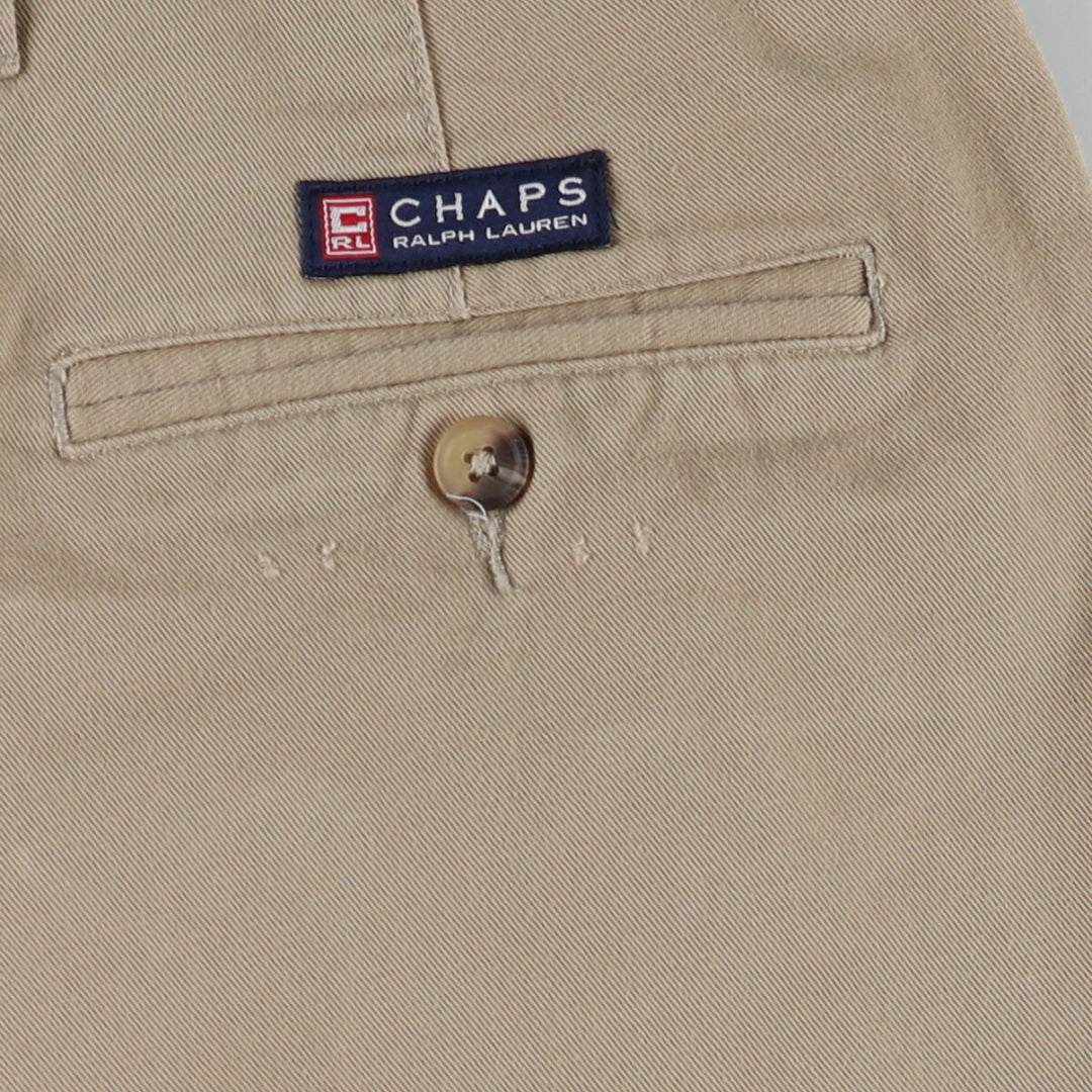 90'S Ralph Lauren CHAPS Two-pleat Chino Pants for Men, W35, Vintage cotton Khaki type beige Vintage Second Hand