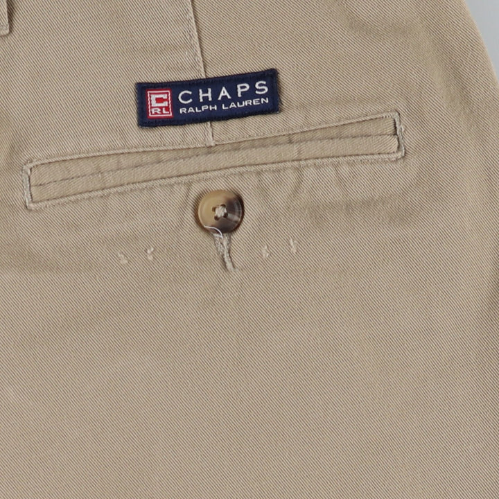 90'S Ralph Lauren CHAPS Two-pleat Chino Pants for Men, W35, Vintage cotton Khaki type beige Vintage Second Hand