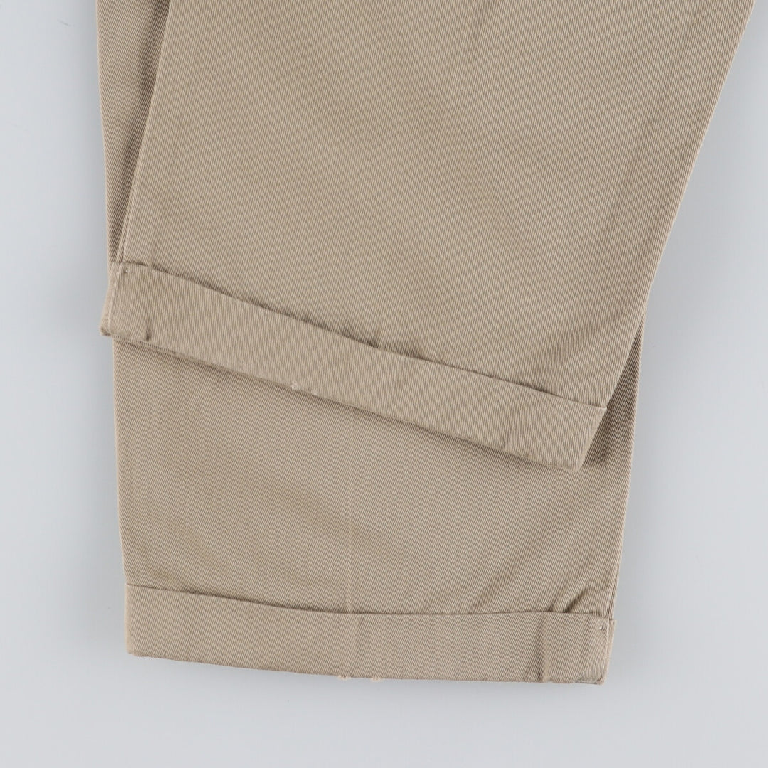 90'S Ralph Lauren CHAPS Two-pleat Chino Pants for Men, W35, Vintage cotton Khaki type beige Vintage Second Hand