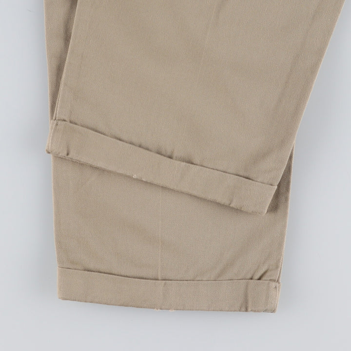 90'S Ralph Lauren CHAPS Two-pleat Chino Pants for Men, W35, Vintage cotton Khaki type beige Vintage Second Hand