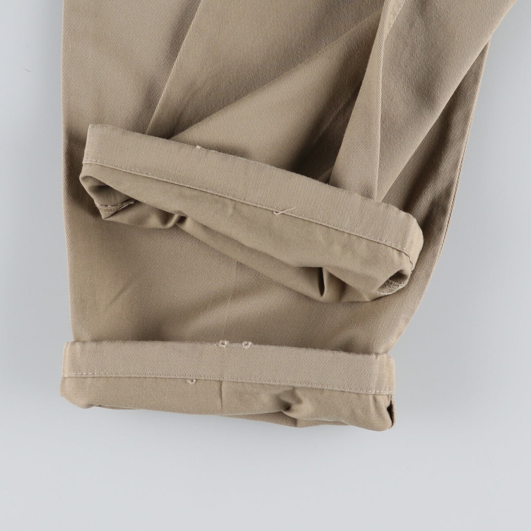 90'S Ralph Lauren CHAPS Two-pleat Chino Pants for Men, W35, Vintage cotton Khaki type beige Vintage Second Hand