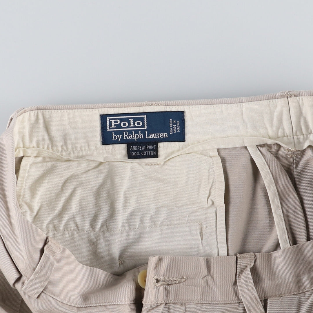 Ralph Lauren POLO by Ralph Lauren Two-pleat Chino Pants for Men, W35 cotton Beige type Vintage Second Hand