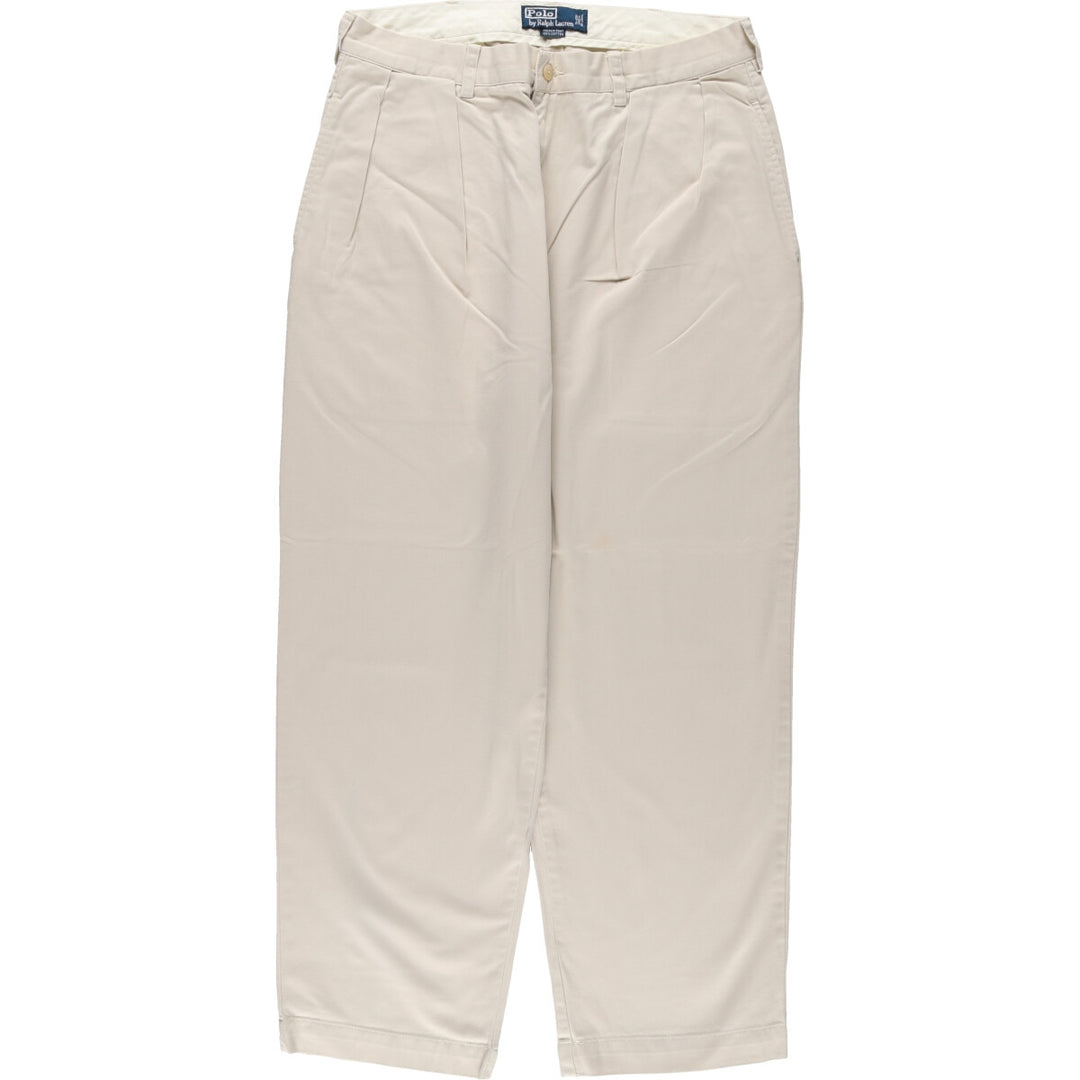 Ralph Lauren POLO by Ralph Lauren Two-pleat Chino Pants for Men, W34 equivalent cotton Beige type Vintage Second Hand