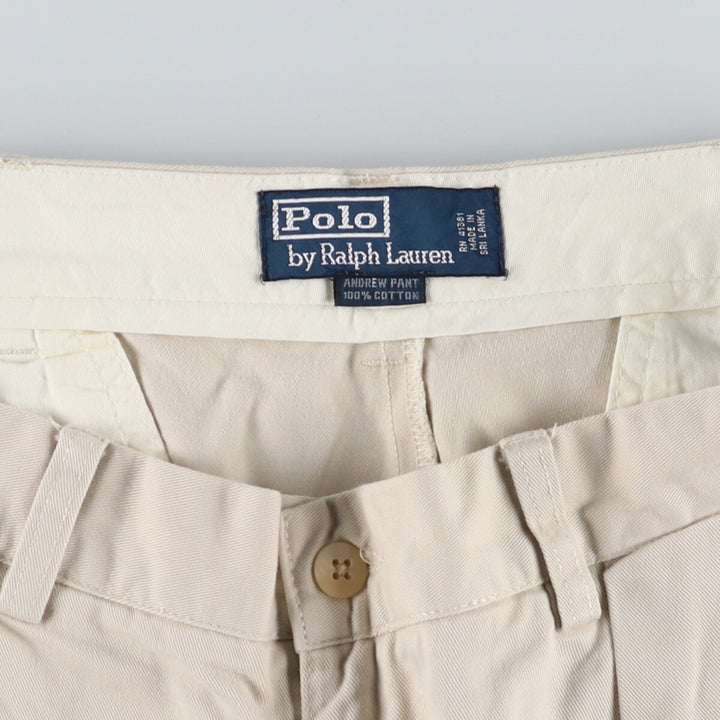 Ralph Lauren POLO by Ralph Lauren Two-pleat Chino Pants for Men, W34 equivalent cotton Beige type Vintage Second Hand