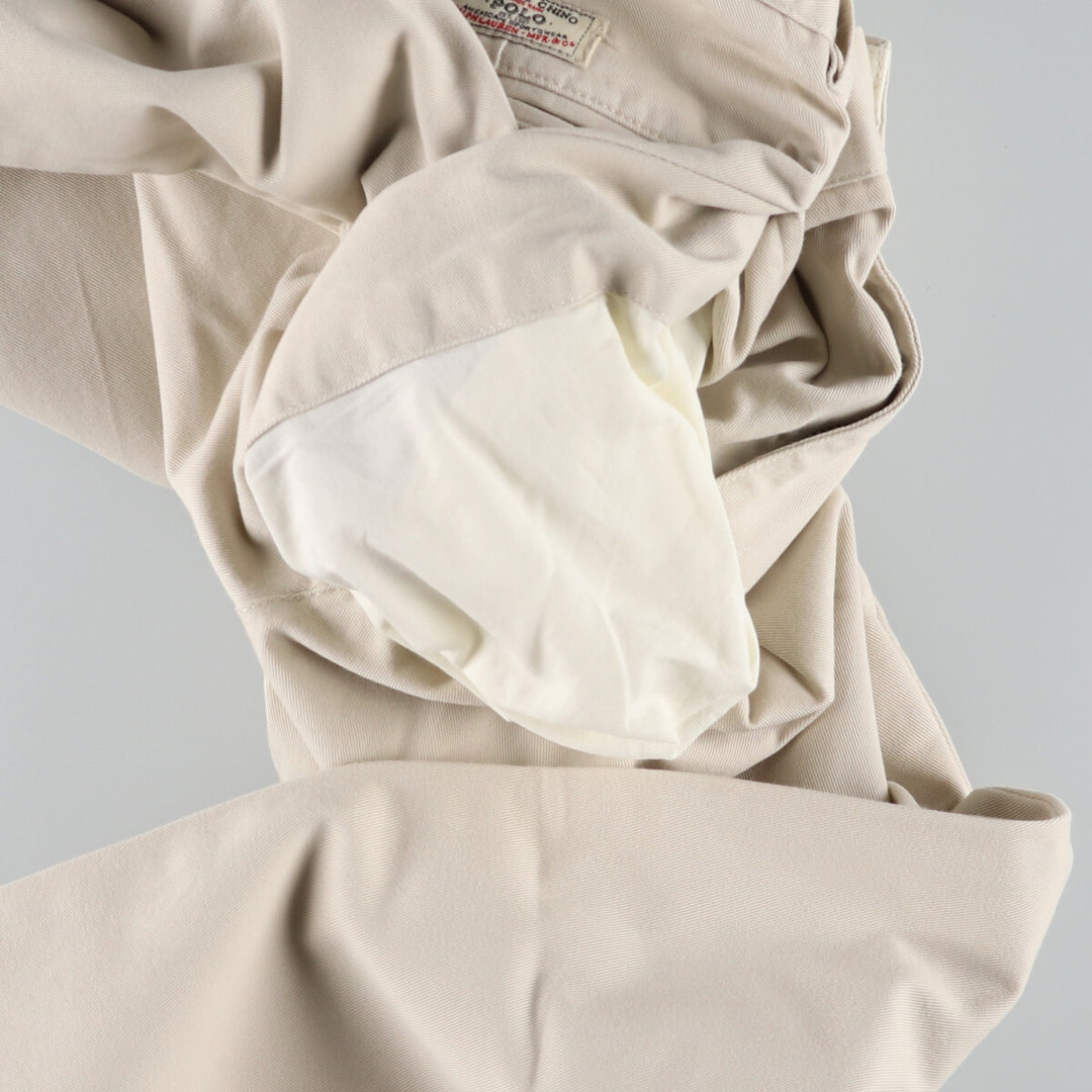 Ralph Lauren POLO by Ralph Lauren Two-pleat Chino Pants for Men, W34 equivalent cotton Beige type Vintage Second Hand