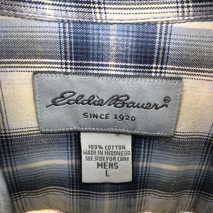 Eddie Bauer Long Sleeve Button-Down Check Shirt Men's Size L / eaa475544