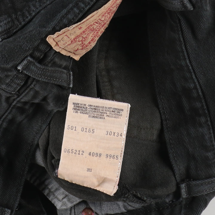 90'S Levi's 501 Black Denim Straight Denim Pants Made in England Men's W30 Vintage / eaa475623