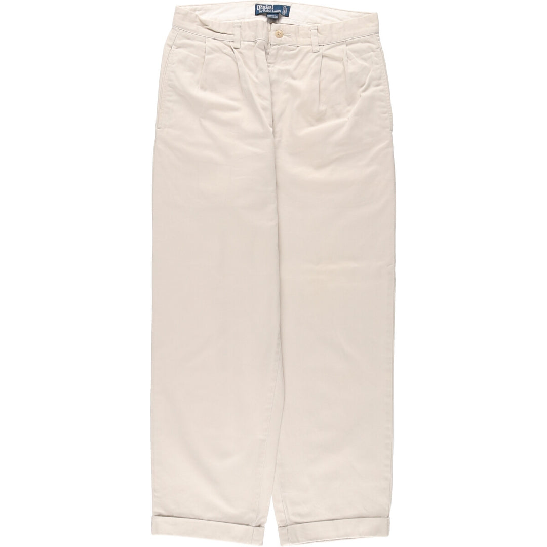 Ralph Lauren POLO by Ralph Lauren HAMMOND PANT, two-pleat chino pants, men's, W33 equivalent cotton Beige type Vintage Second Hand