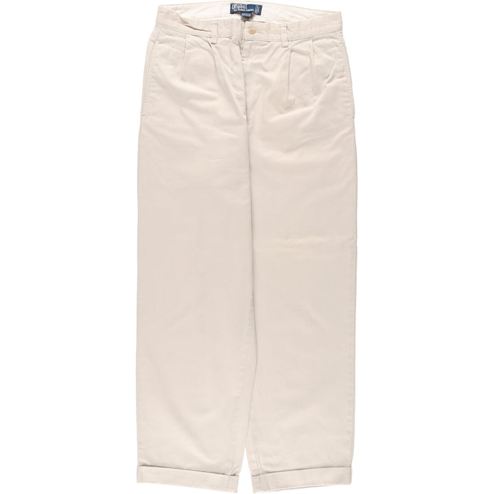 Ralph Lauren POLO by Ralph Lauren HAMMOND PANT, two-pleat chino pants, men's, W33 equivalent cotton Beige type Vintage Second Hand