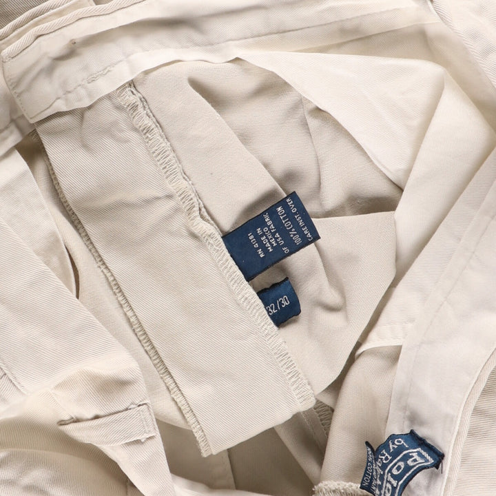 Ralph Lauren POLO by Ralph Lauren HAMMOND PANT, two-pleat chino pants, men's, W33 equivalent cotton Beige type Vintage Second Hand